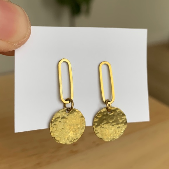 Brass Hammer-pressed Earrings - Picture 2 of 5